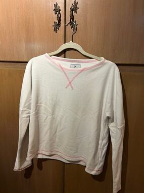 Dudley Stephens white Sweatshirt with Pink Stitching